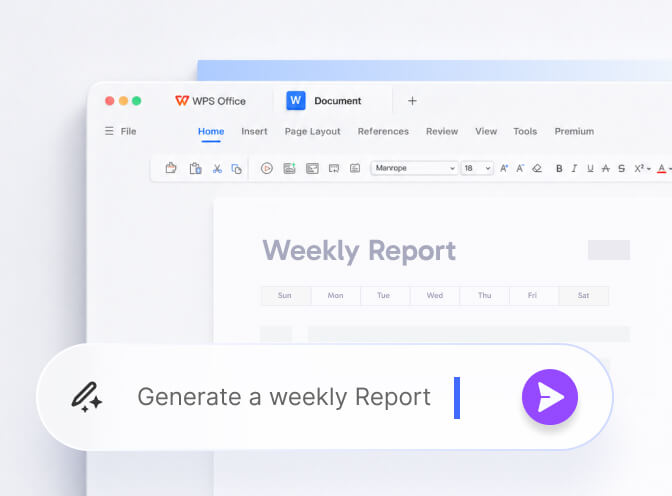 WPS Office 文字组件 AI 起草文档界面